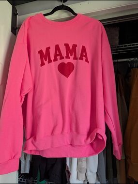 Pink "MAMA" Heart Crewneck Sweatshirt